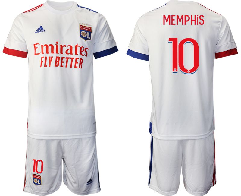 Men 2020-2021 club Lyon home #10 white Soccer Jerseys